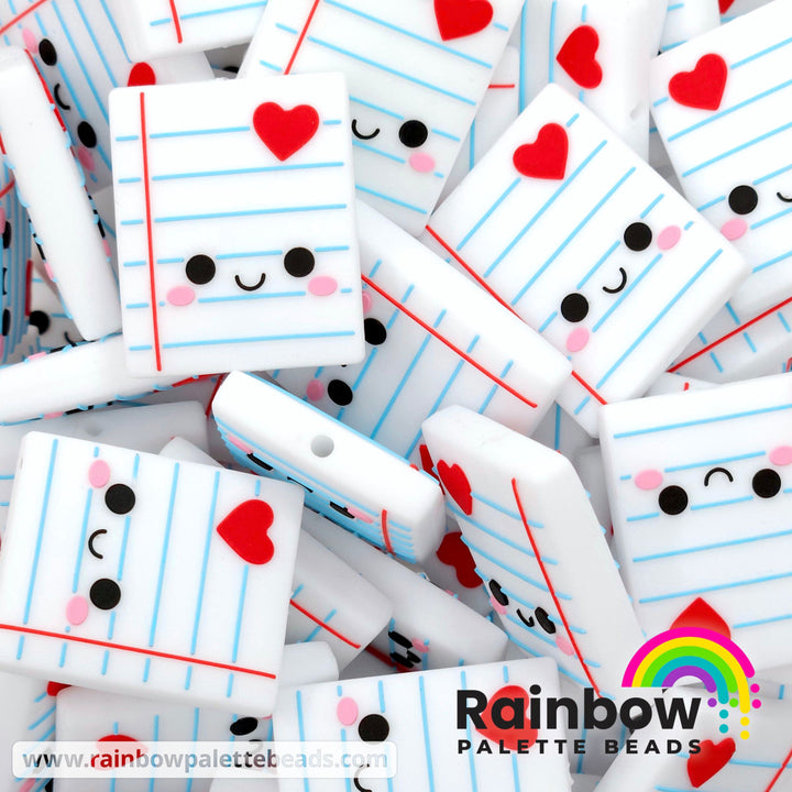 Cute Love Letter (Notebook Paper) Exclusive Silicone Focal Bead Beads