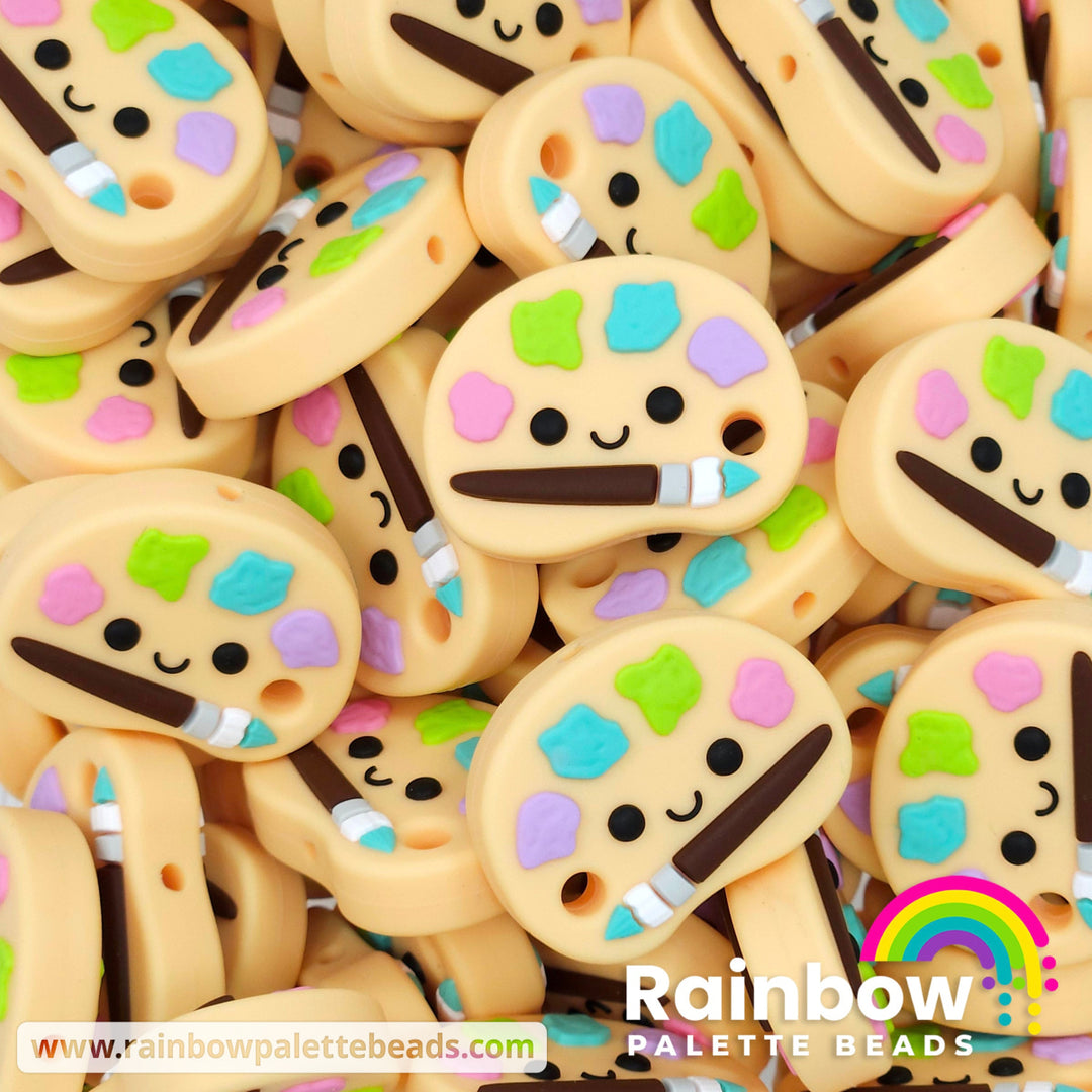 Cute Paint Palette Exclusive Silicone Focal Beads Pastel Beads