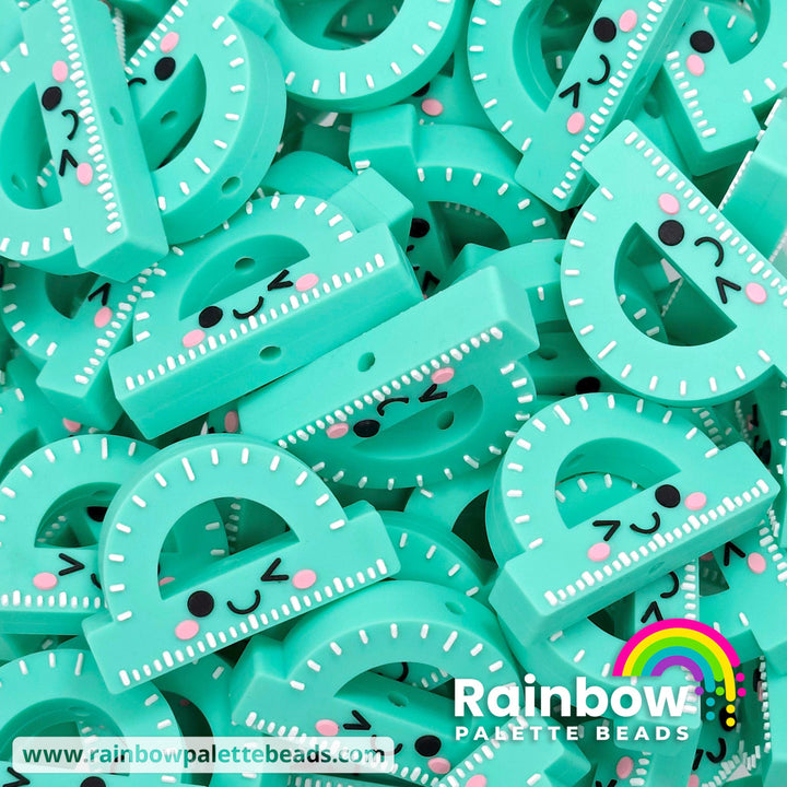Cute Protractor Ruler Exclusive Silicone Focal Bead Turquoise Beads