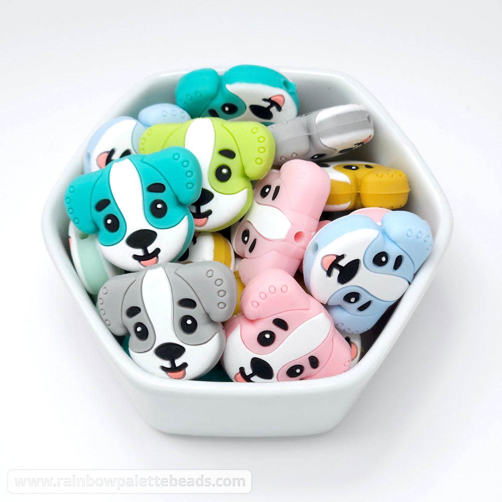 Cute Puppy Dog Head Silicone Focal Beads Beads
