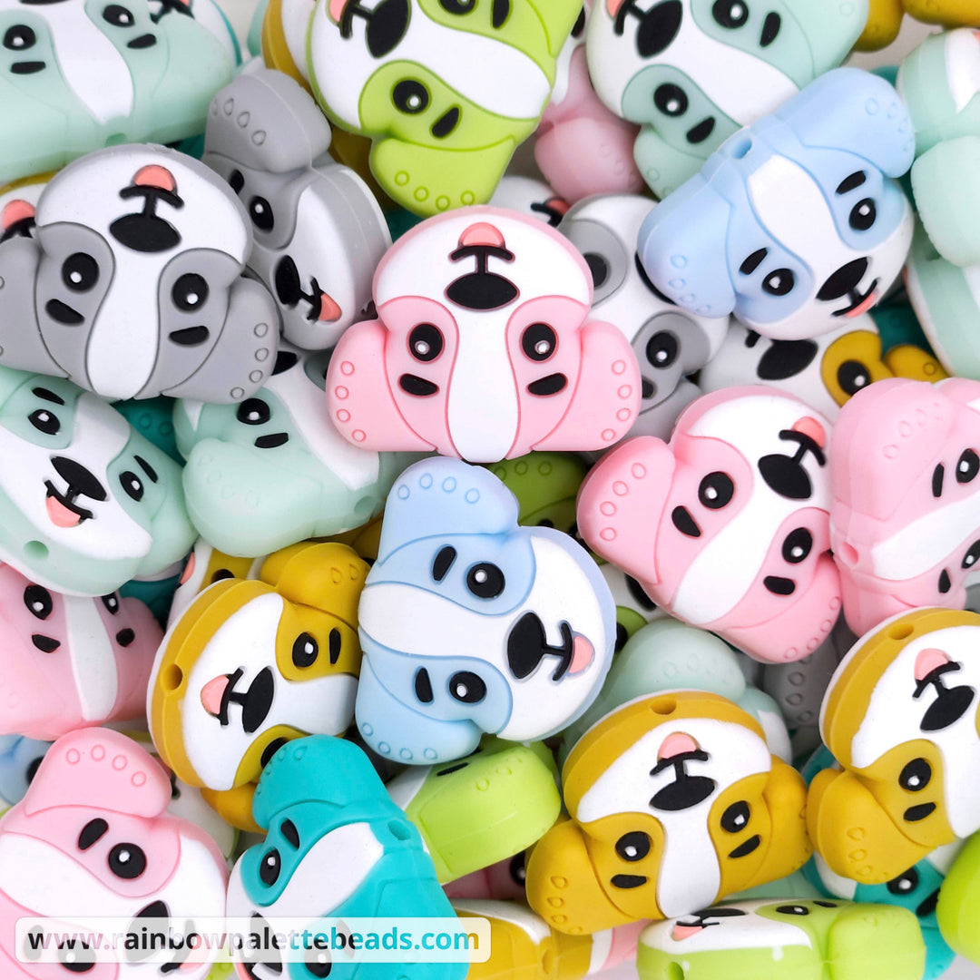Cute Puppy Dog Head Silicone Focal Beads Beads