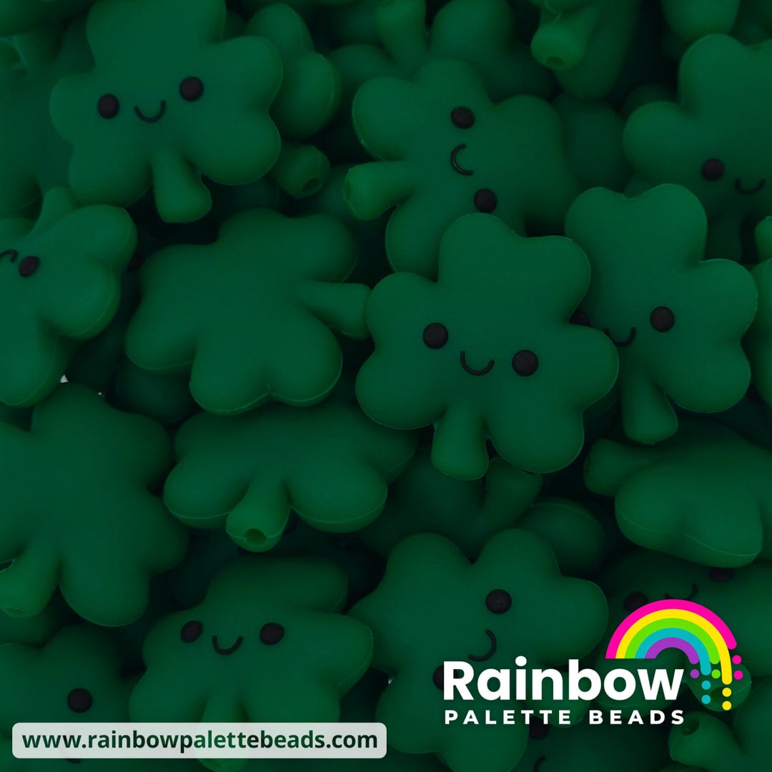 Cute Shamrock/Clover Exclusive Silicone Focal Bead Sacramento Green Beads