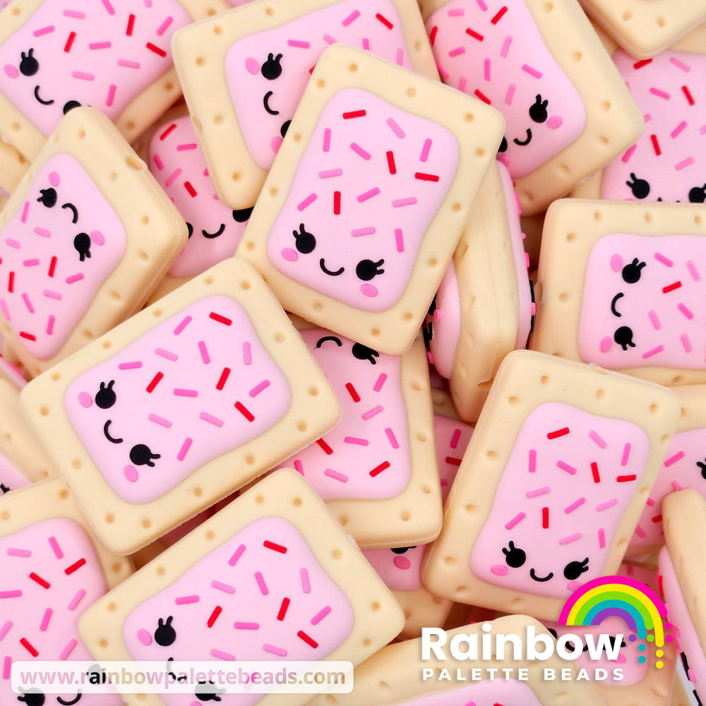 Cute Toaster Pastry Exclusive Silicone Focal Beads Pink Cherry Beads