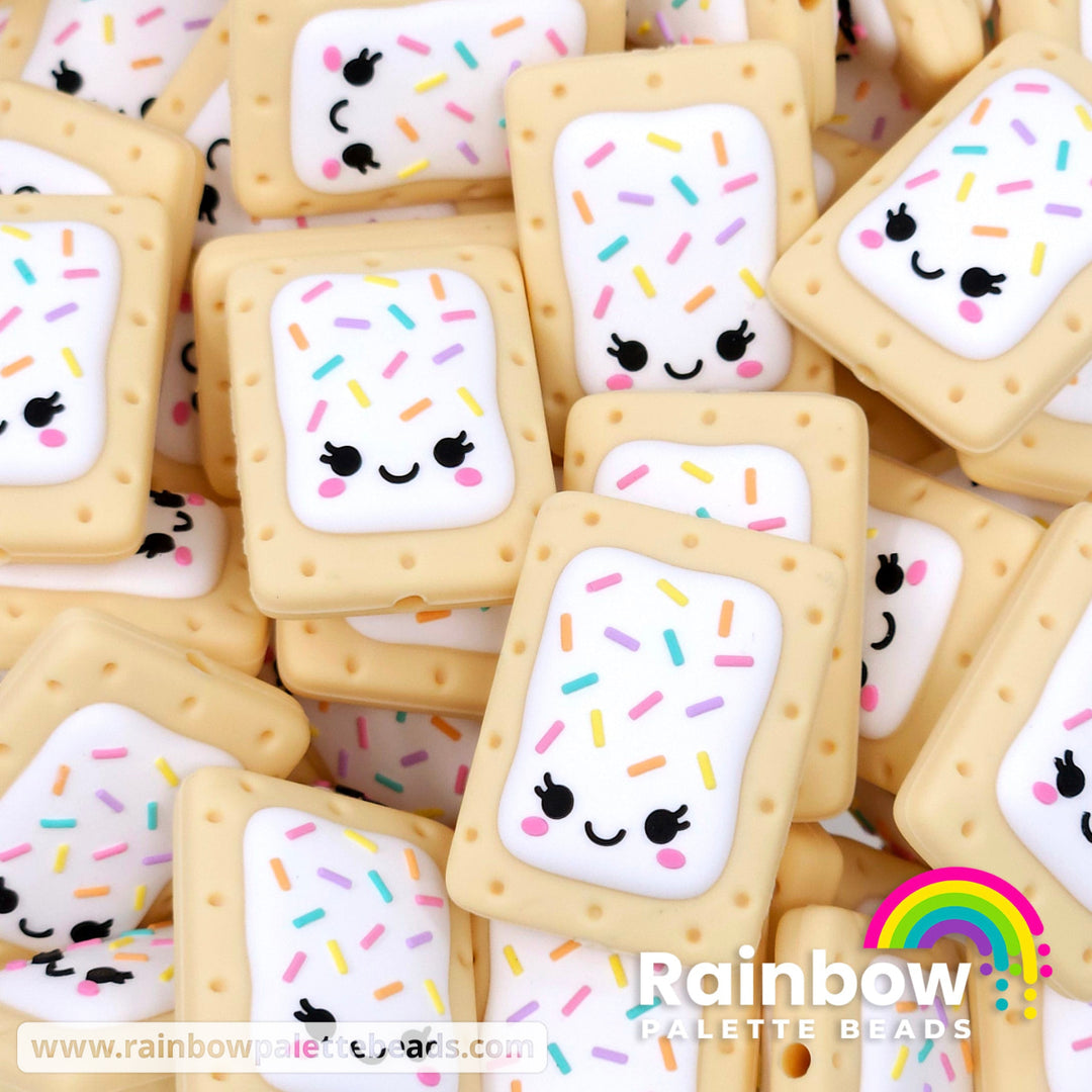 Cute Toaster Pastry Exclusive Silicone Focal Beads Rainbow Sprinkle Beads