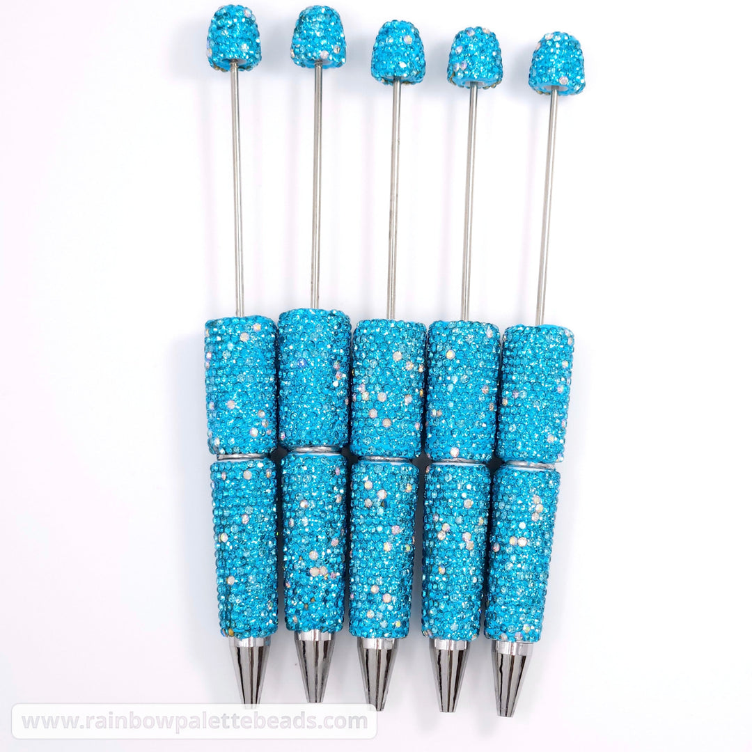 Cyan Sparkle Full Rhinestone Beadable Diamond Pen