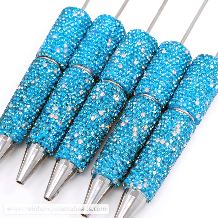 Cyan Sparkle Full Rhinestone Beadable Diamond Pen