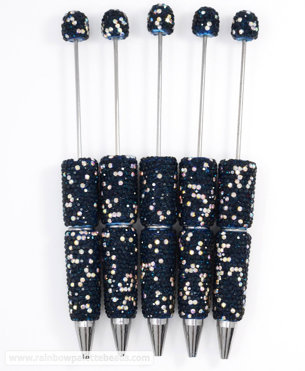Darkest Blue Sparkle Full Rhinestone Beadable Diamond Pen