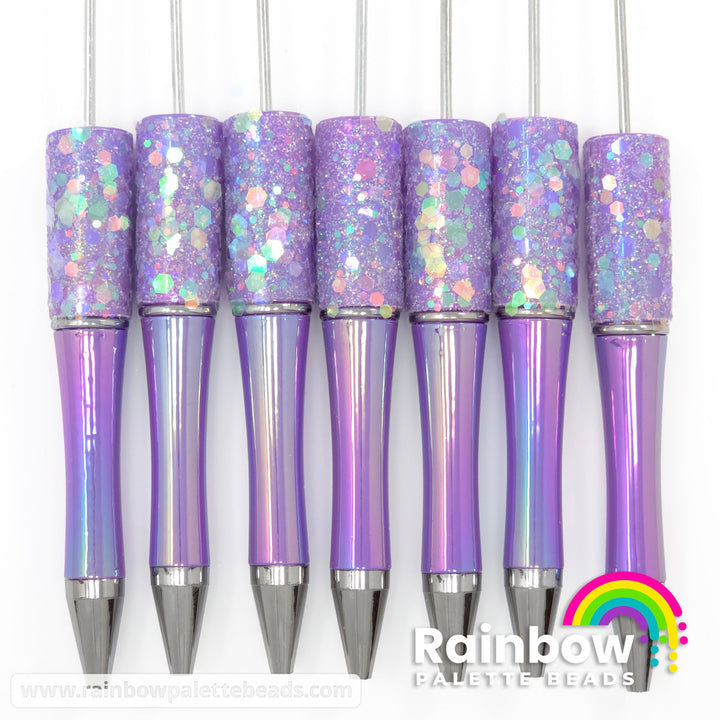 Deep Lavender Fairy Dust Opal Beadable Plastic Pen