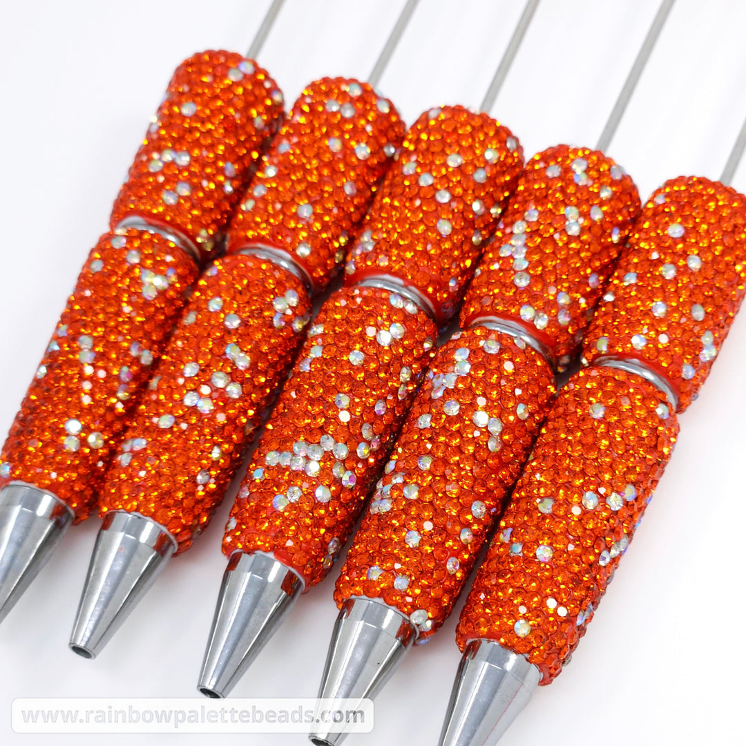 Deep Orange Sparkle Full Rhinestone Beadable Diamond Pen
