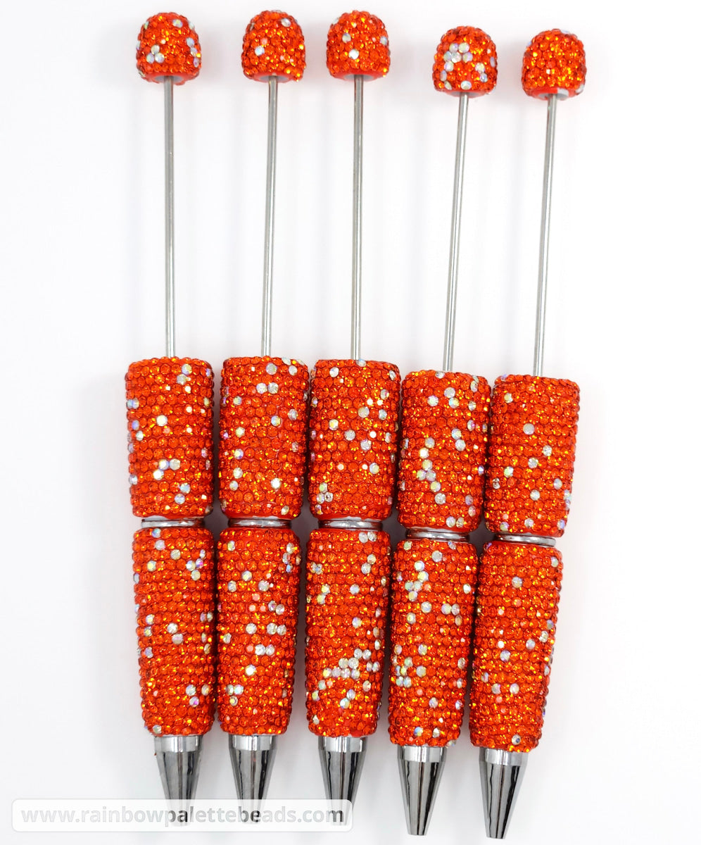 Deep Orange Sparkle Full Rhinestone Beadable Diamond Pen