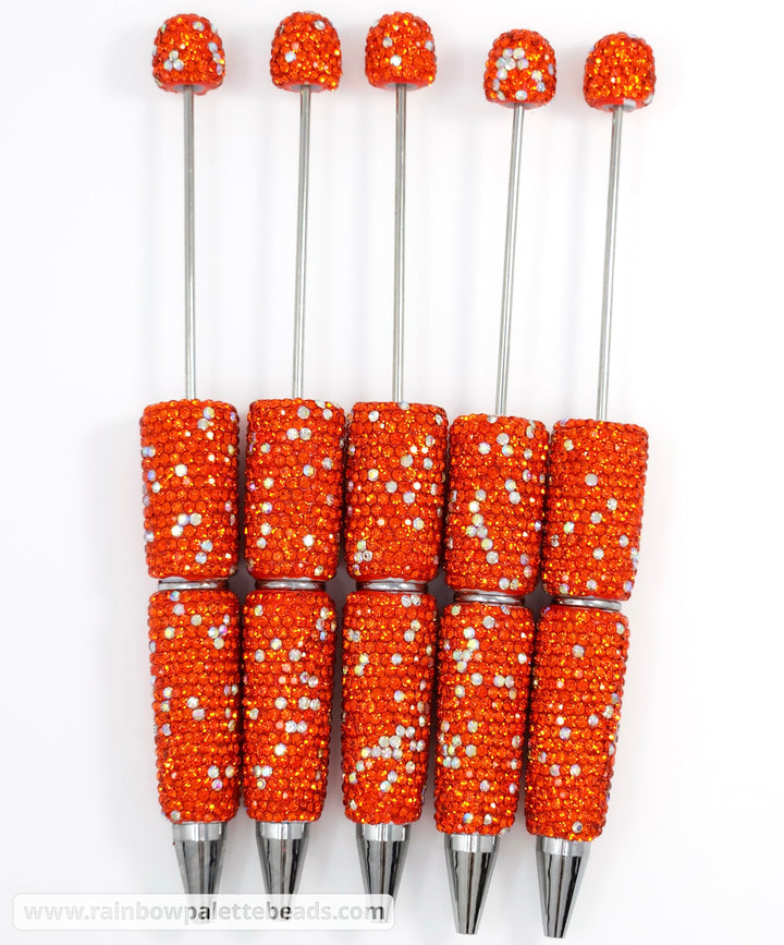 Deep Orange Sparkle Full Rhinestone Beadable Diamond Pen