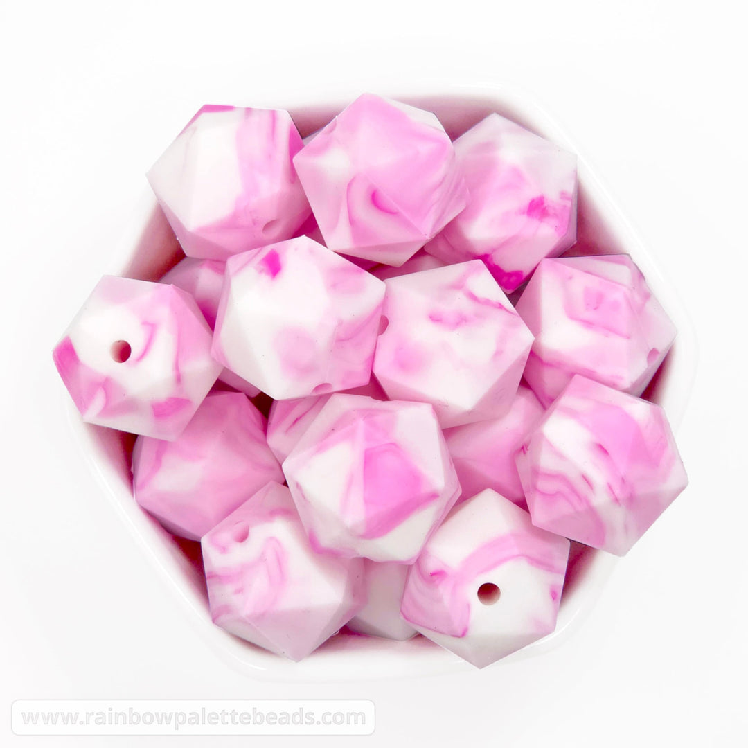 DESTASH LISTING: 20mm Marbled Pink Silicone Ico Beads (25 beads)
