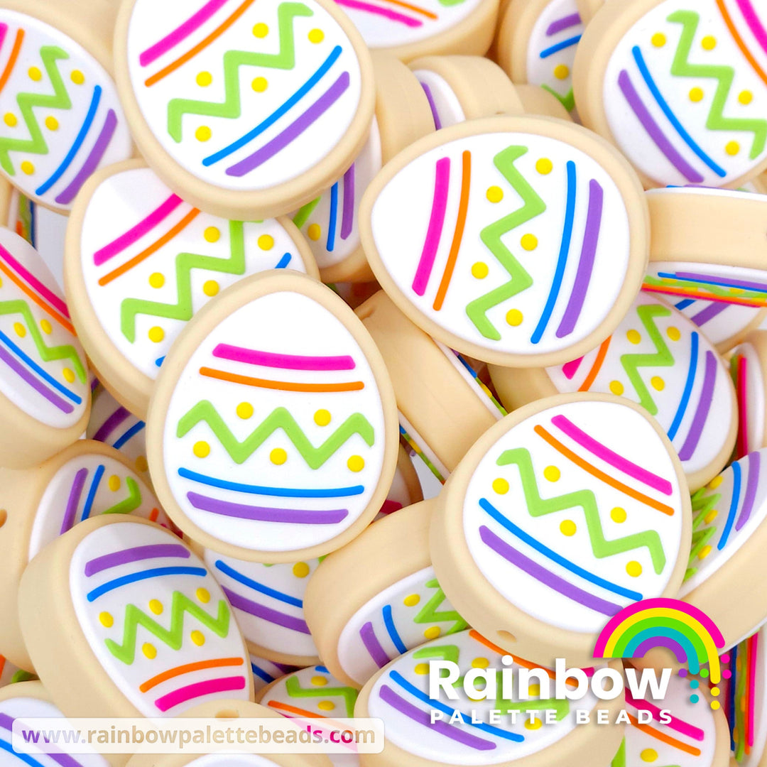 Easter Egg Sugar Cookie Exclusive Silicone Focal Beads Bright/White Beads