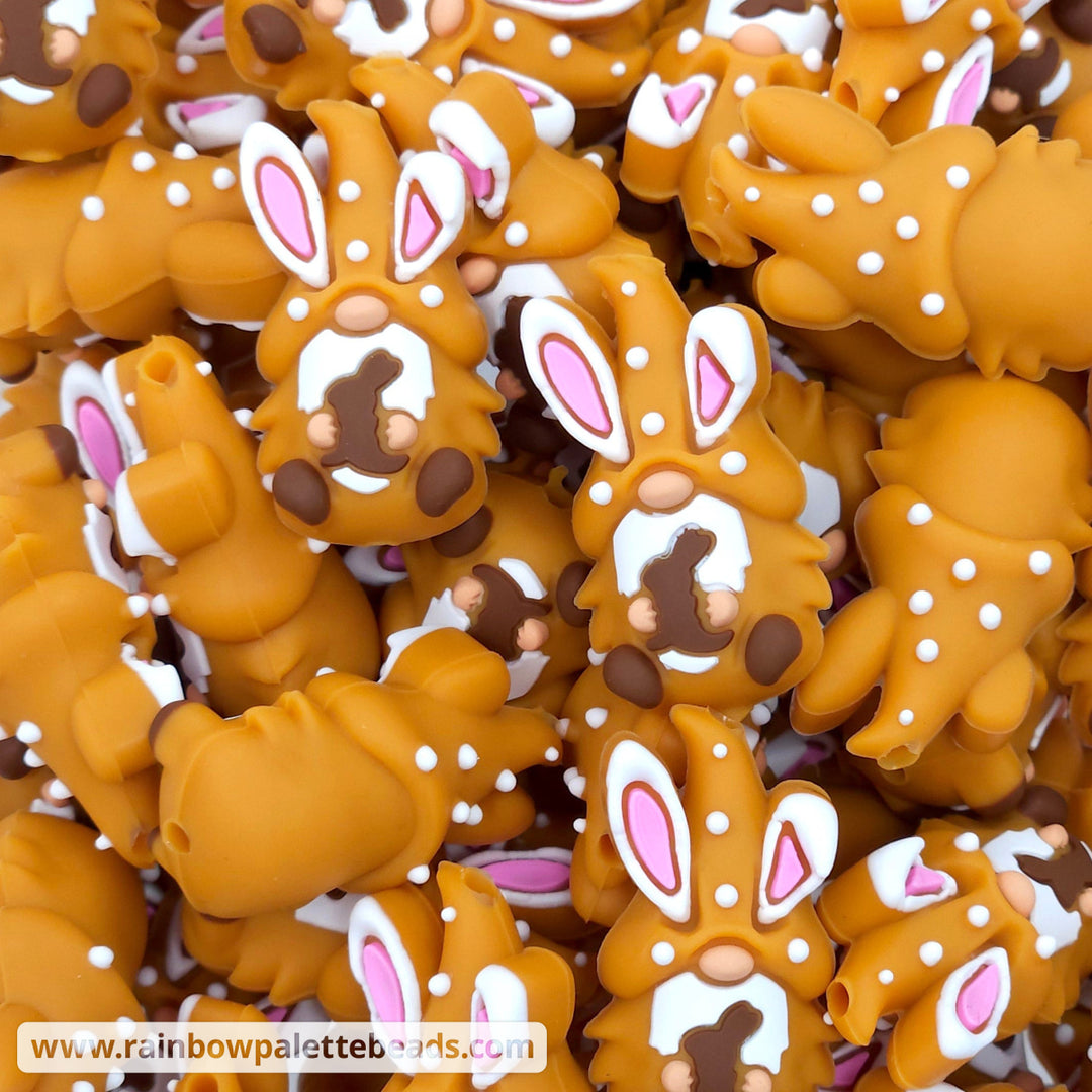 Easter Gnome Silicone Focal Beads Caramel/Chocolate Bunny Beads