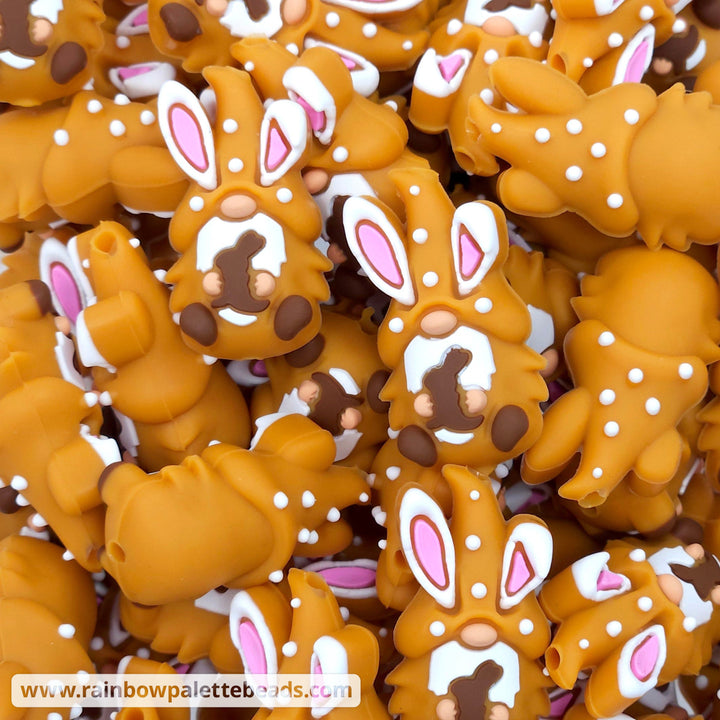 Easter Gnome Silicone Focal Beads Caramel/Chocolate Bunny Beads