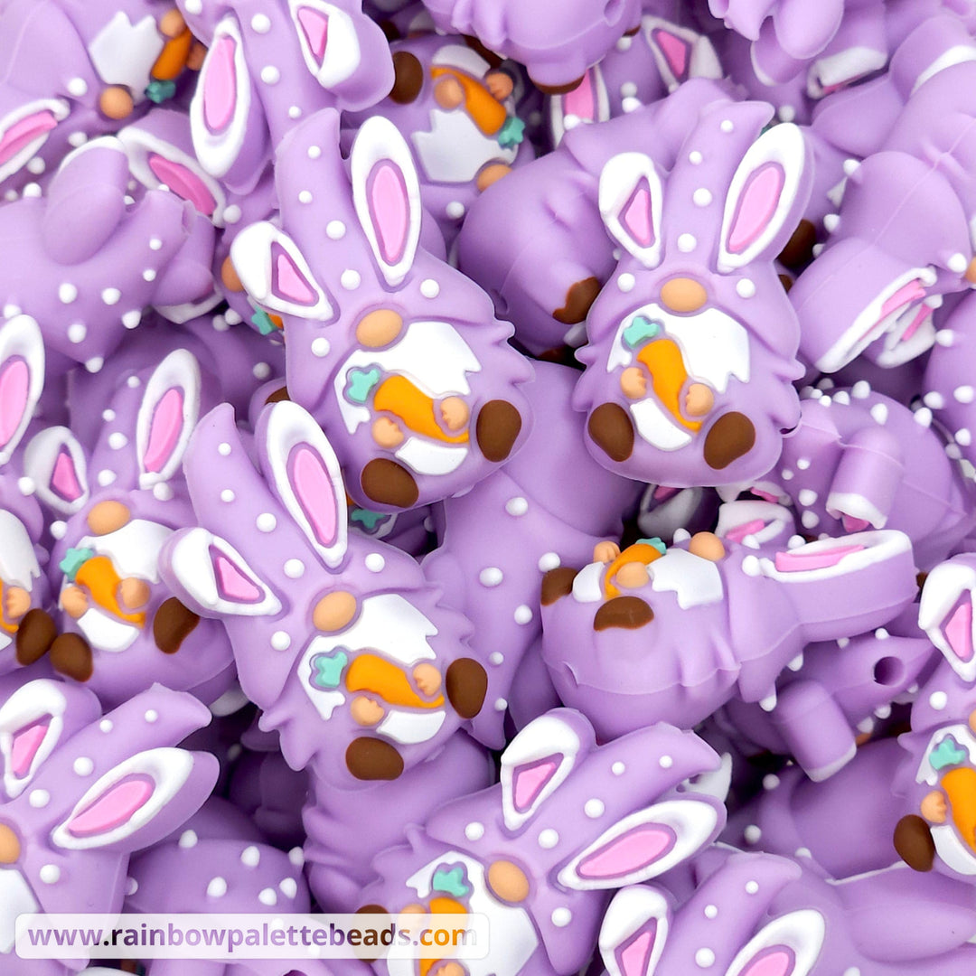 Easter Gnome Silicone Focal Beads Lavender/Carrot Beads