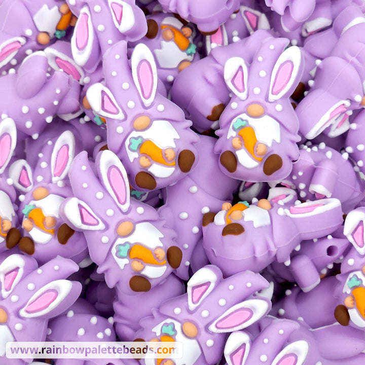 Easter Gnome Silicone Focal Beads Lavender/Carrot Beads