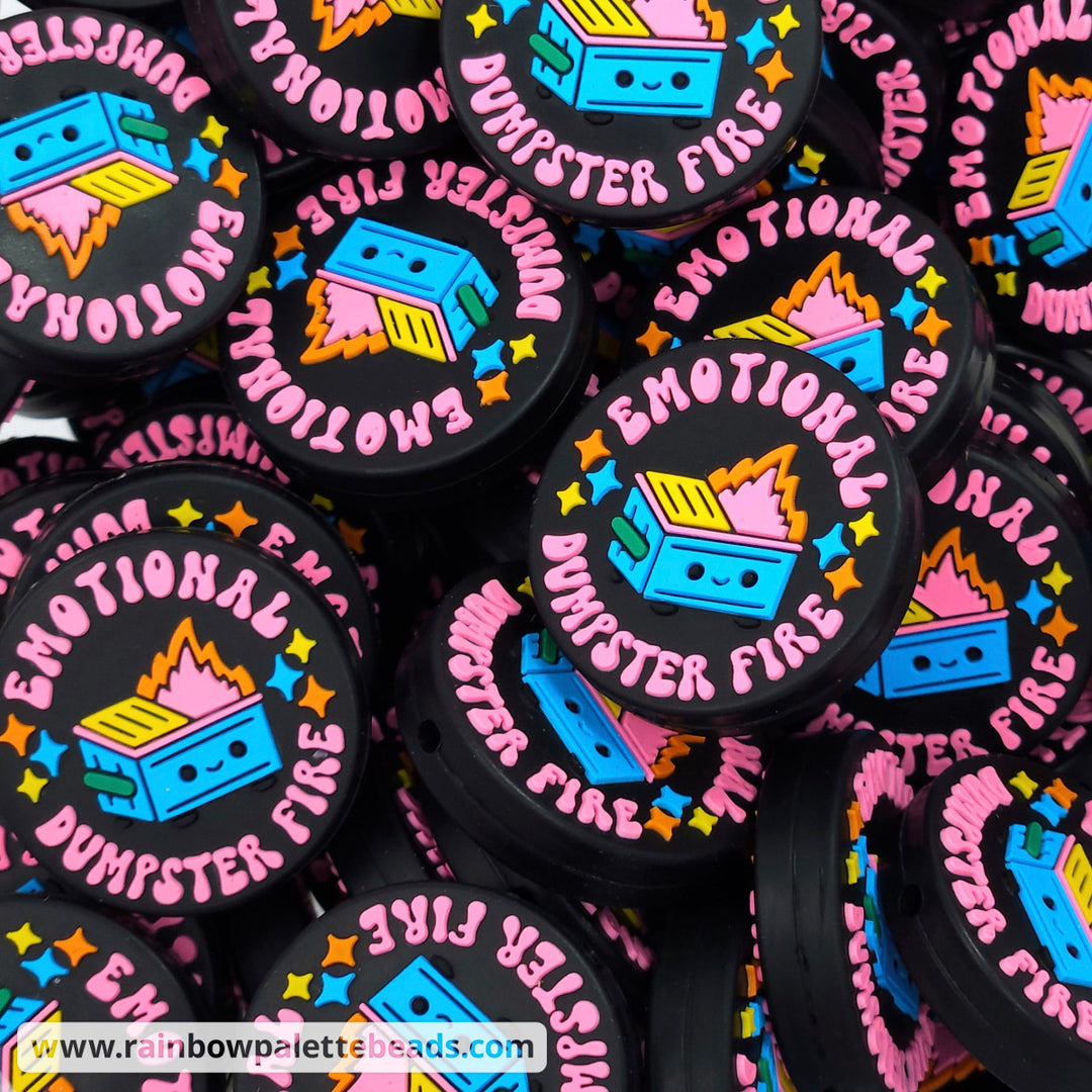 Emotional Dumpster Fire Silicone Focal Bead Beads