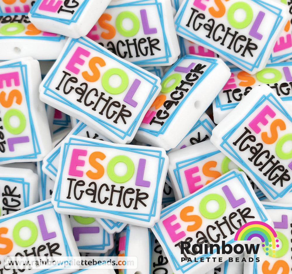 ESOL Teacher Exclusive Silicone Focal Beads Rainbow/White Beads