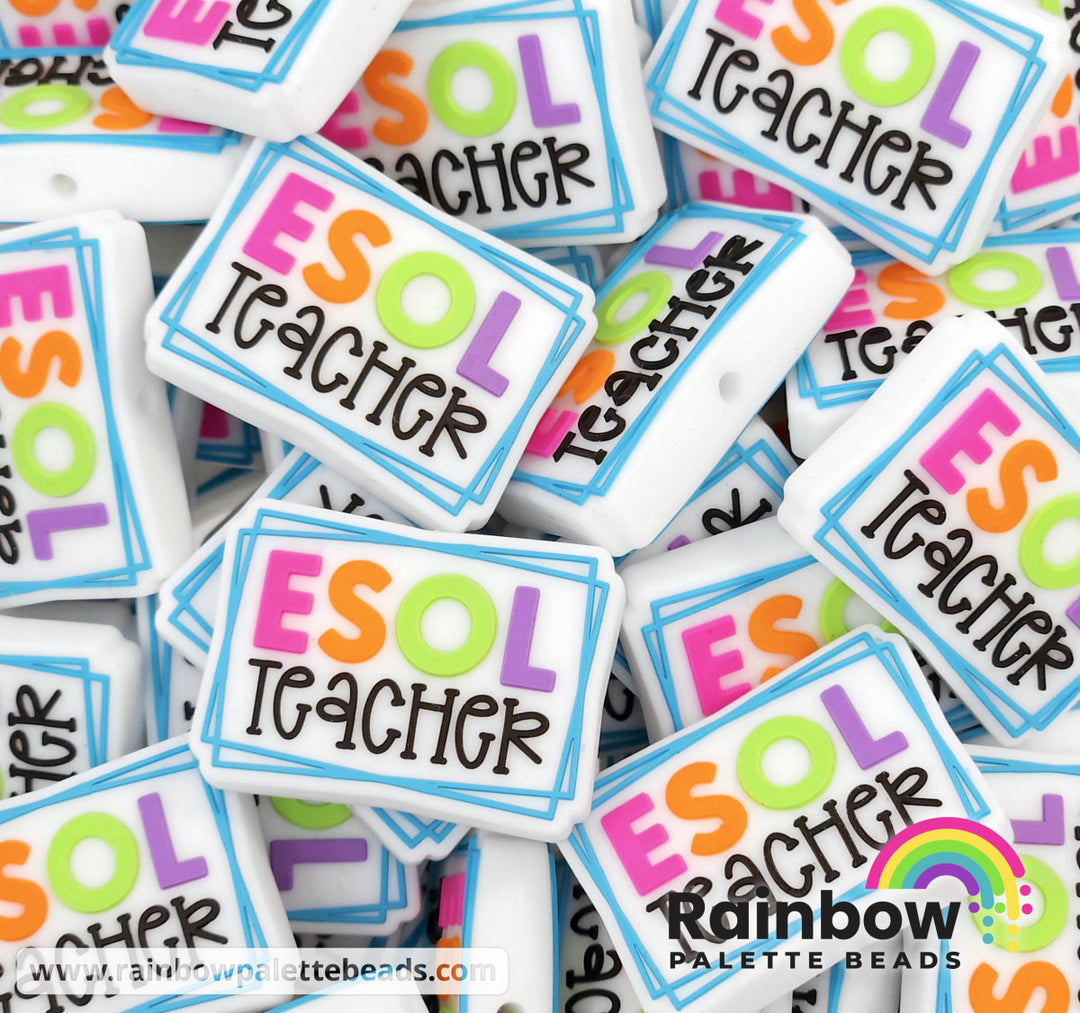 ESOL Teacher Exclusive Silicone Focal Beads Rainbow/White Beads