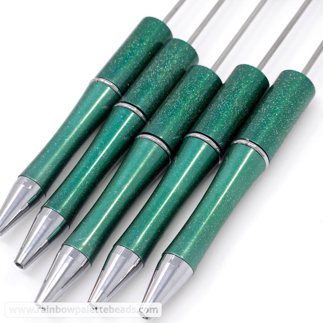 Evergreen Pearlescent Glittery Beadable Plastic Pen