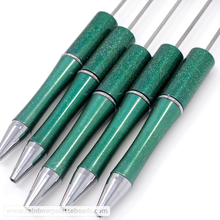 Evergreen Pearlescent Glittery Beadable Plastic Pen