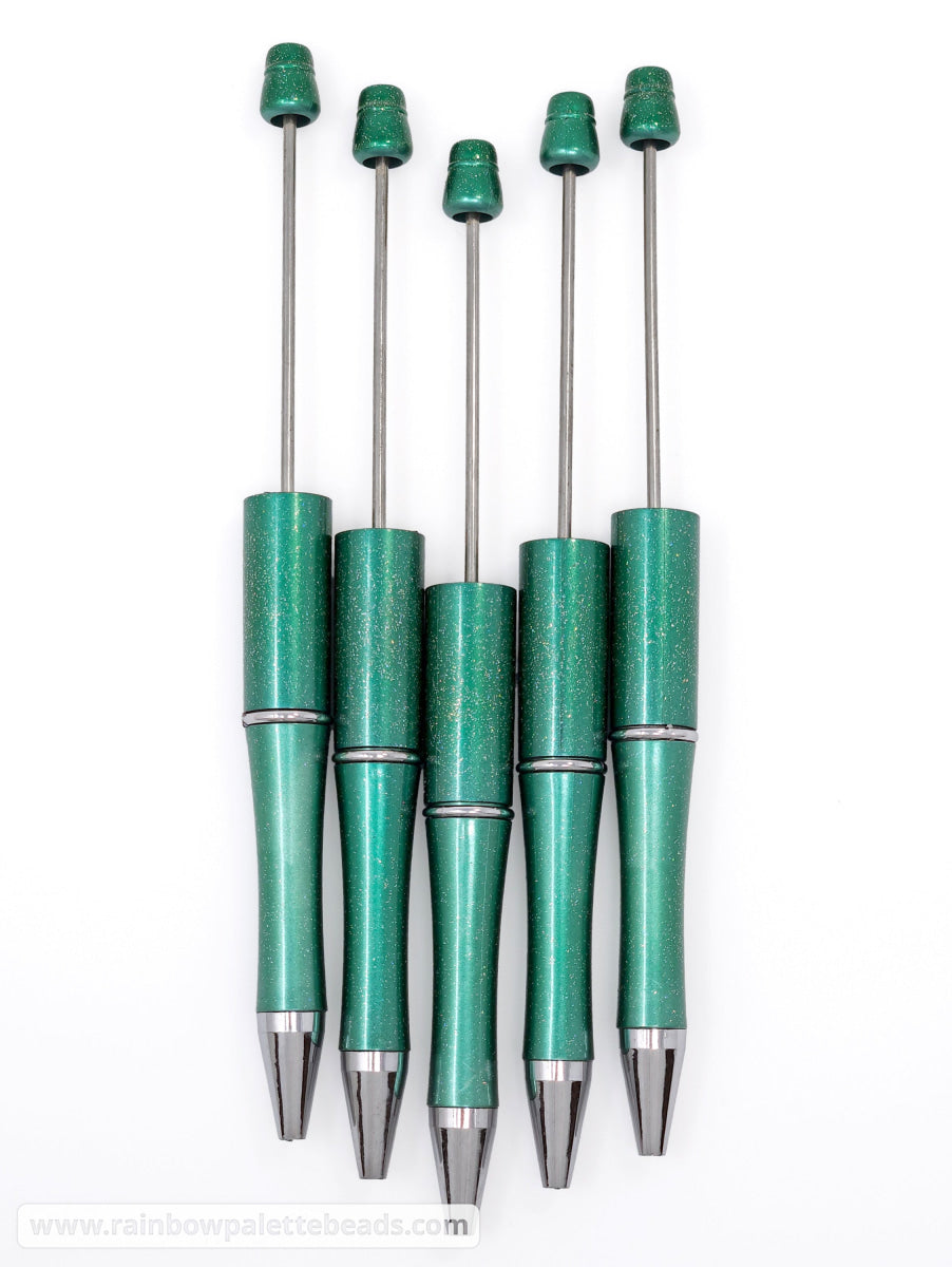 Evergreen Pearlescent Glittery Beadable Plastic Pen