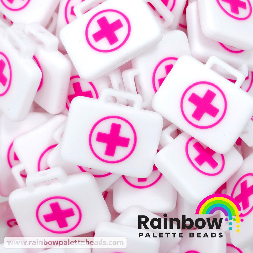 First Aid Kit Box Exclusive Silicone Focal Bead (No Face) Magenta / Single Bead Beads
