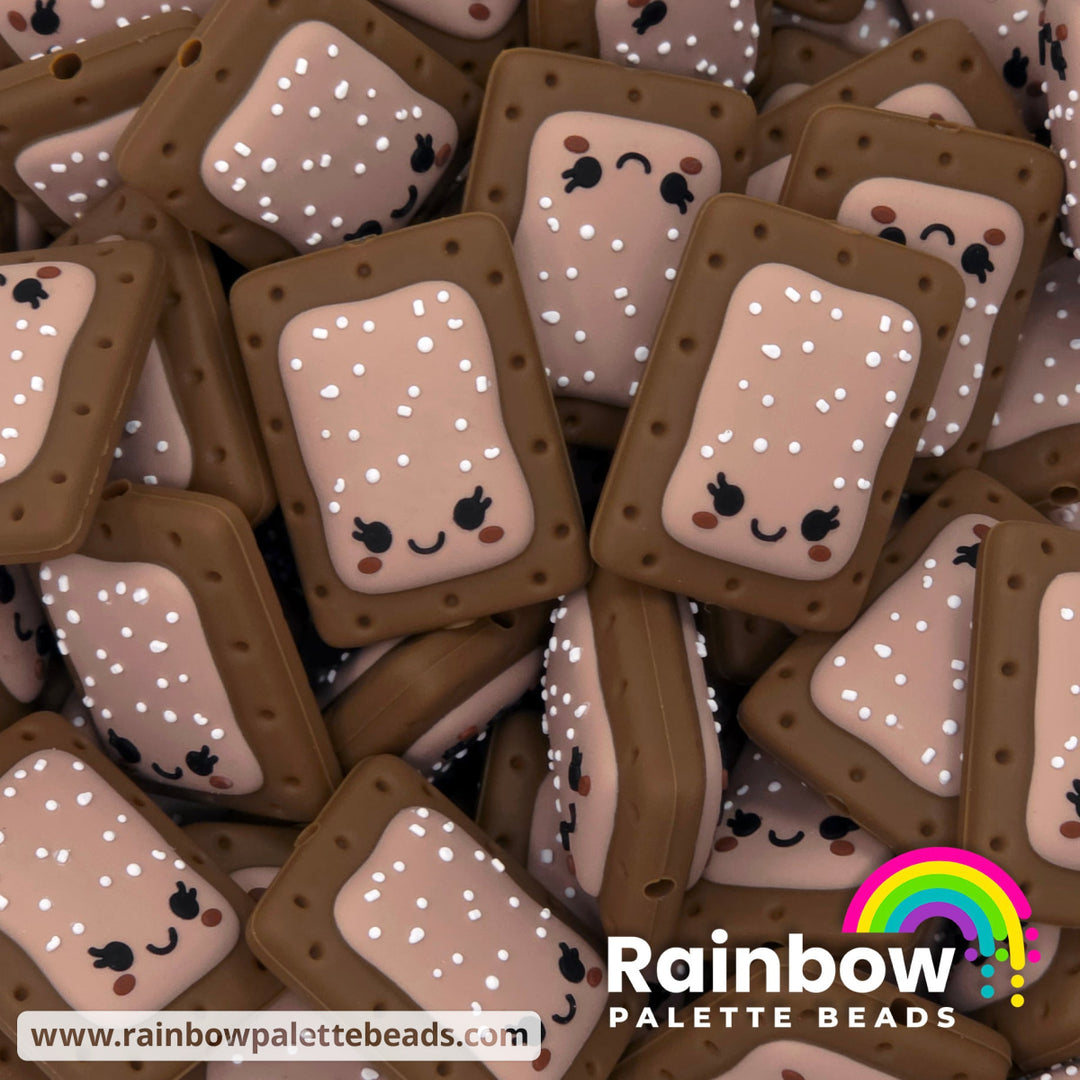 Frosted Chocolate Fudge Toaster Pastry Exclusive Silicone Focal Beads - Beads