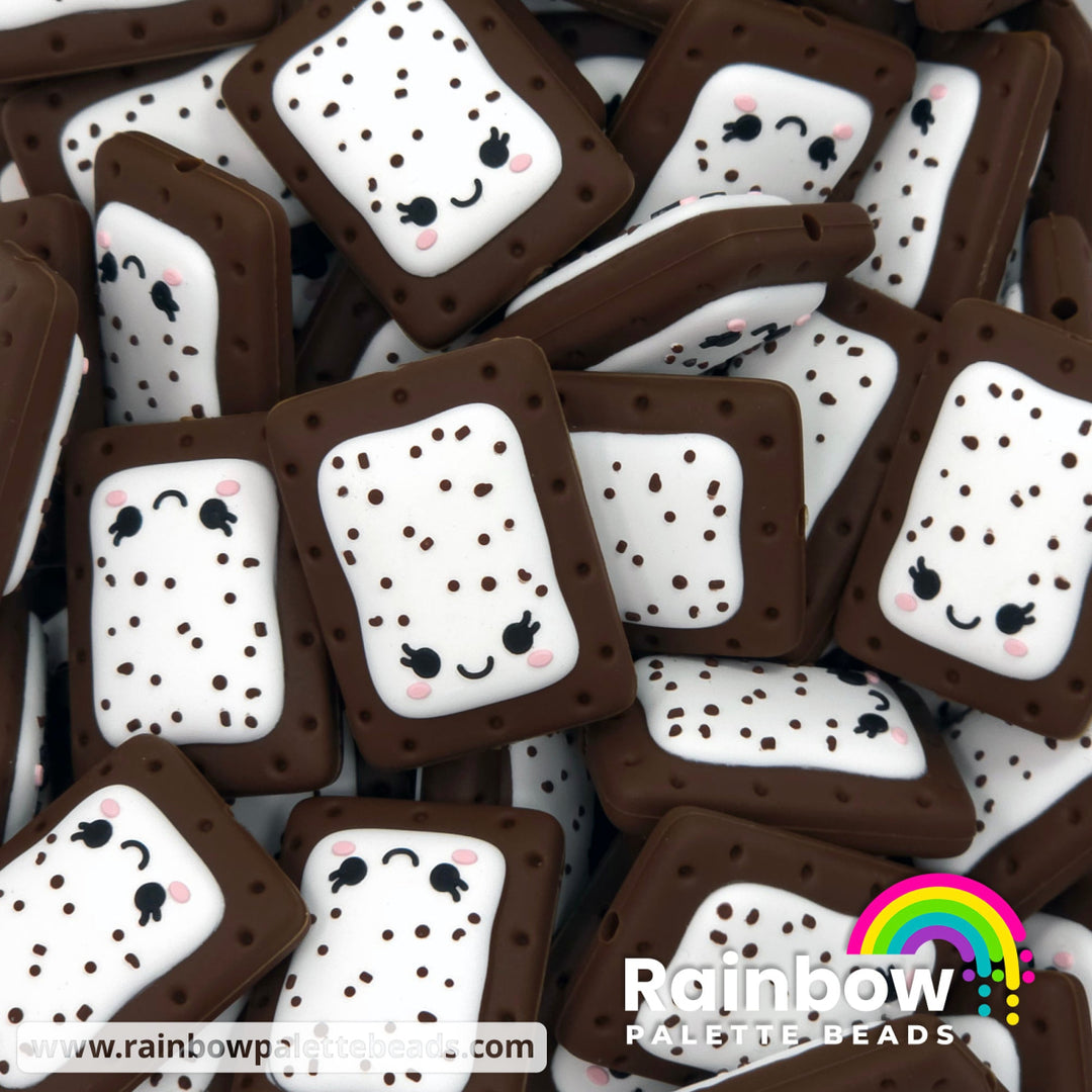 Frosted Cookies & Crème Toaster Pastry Exclusive Silicone Focal Beads - Beads