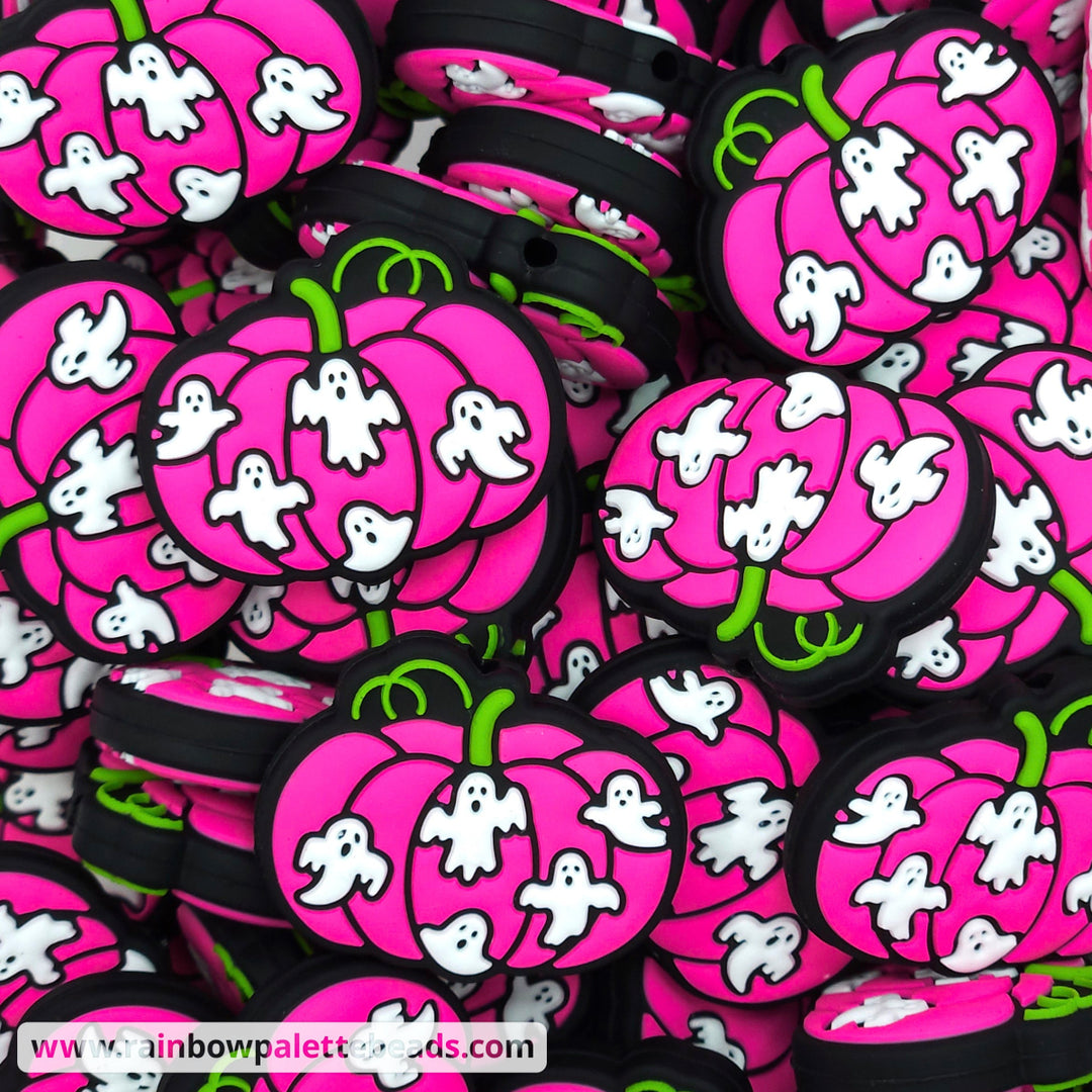 Fuchsia Ghost Pumpkin Silicone Focal Bead Beads