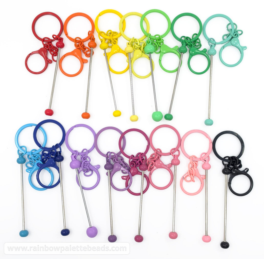 Fun Colors Round Lobster Clasp Beadable Keychain Bar