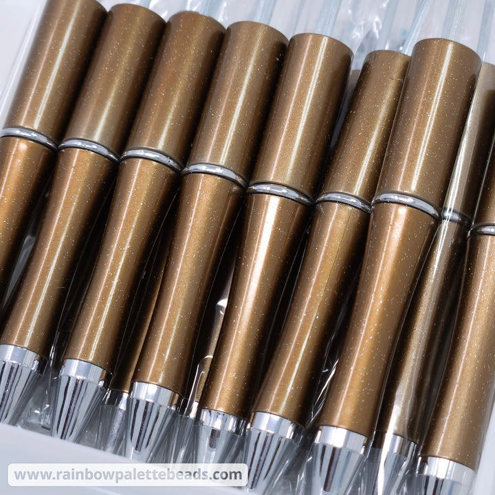 Bronze-Brown Pearlescent Glittery Beadable Plastic Pen