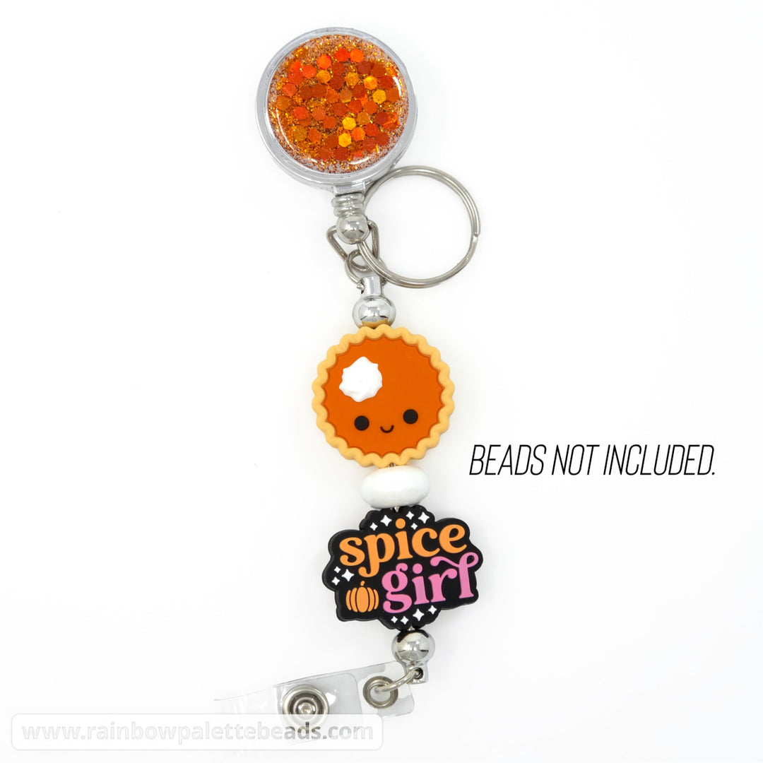 Glitter Sequin Beadable Retractable Badge Reel