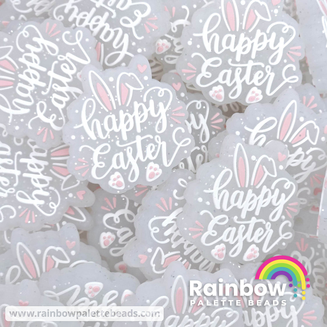 Glittery Happy Easter Exclusive Silicone Focal Beads Pink Beads