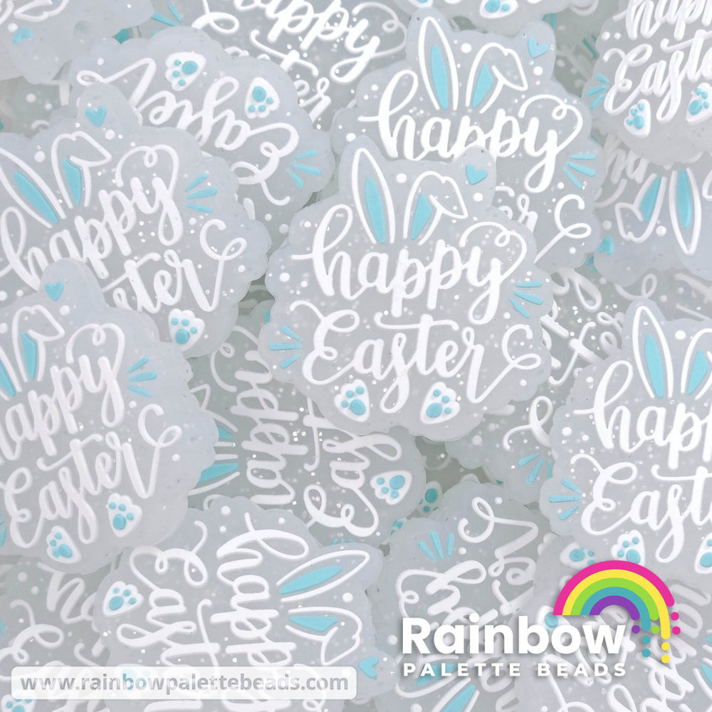 Glittery Happy Easter Exclusive Silicone Focal Beads Robins Egg Blue Beads