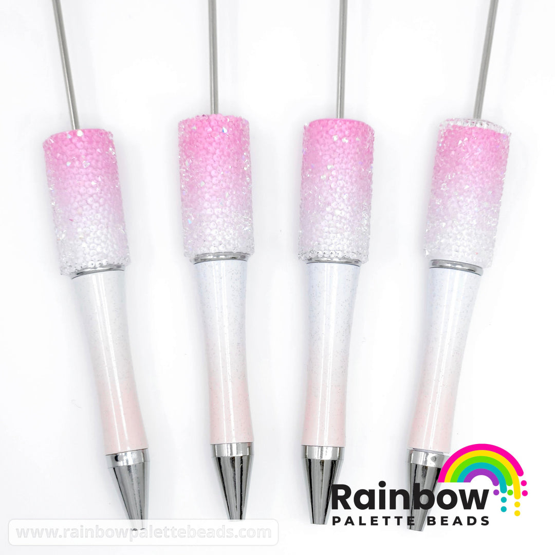Glittery Pink to Peach Ombre Beadable Sugar Pen