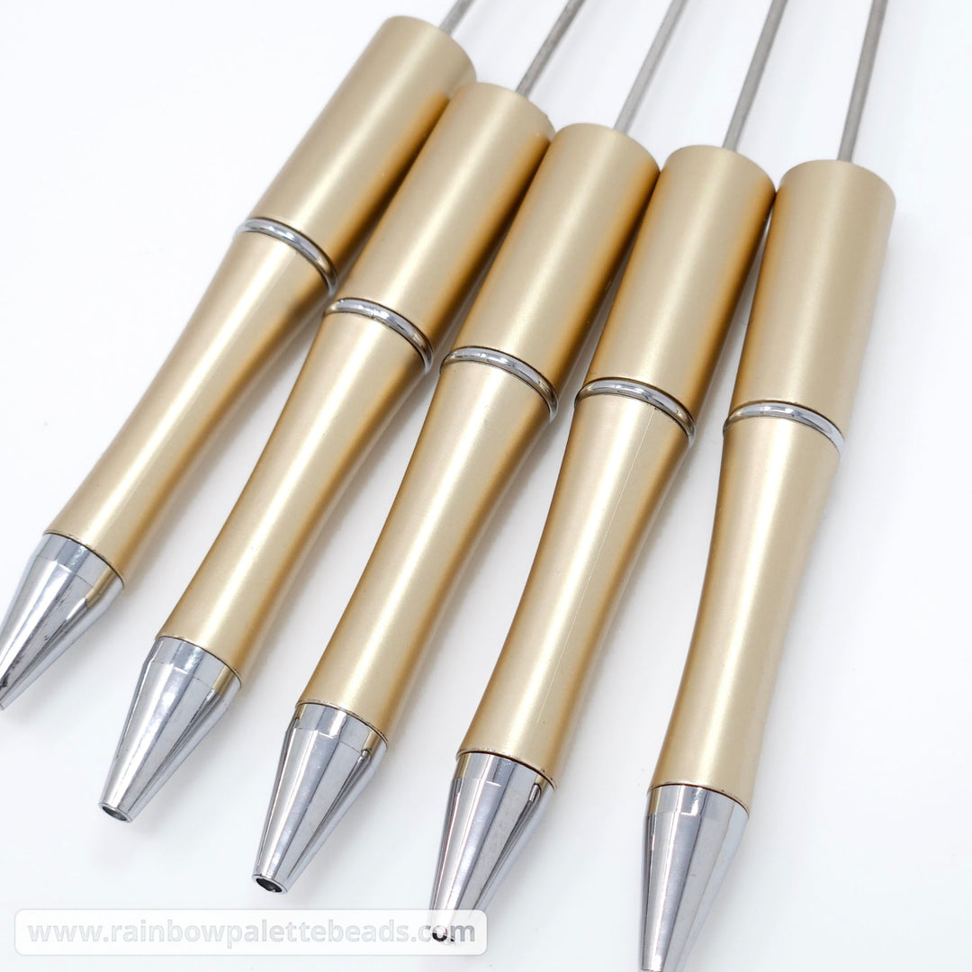 Gold Pearlescent Beadable Plastic Pen