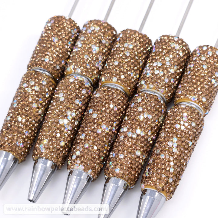 Golden Brown Sparkle Full Rhinestone Beadable Diamond Pen