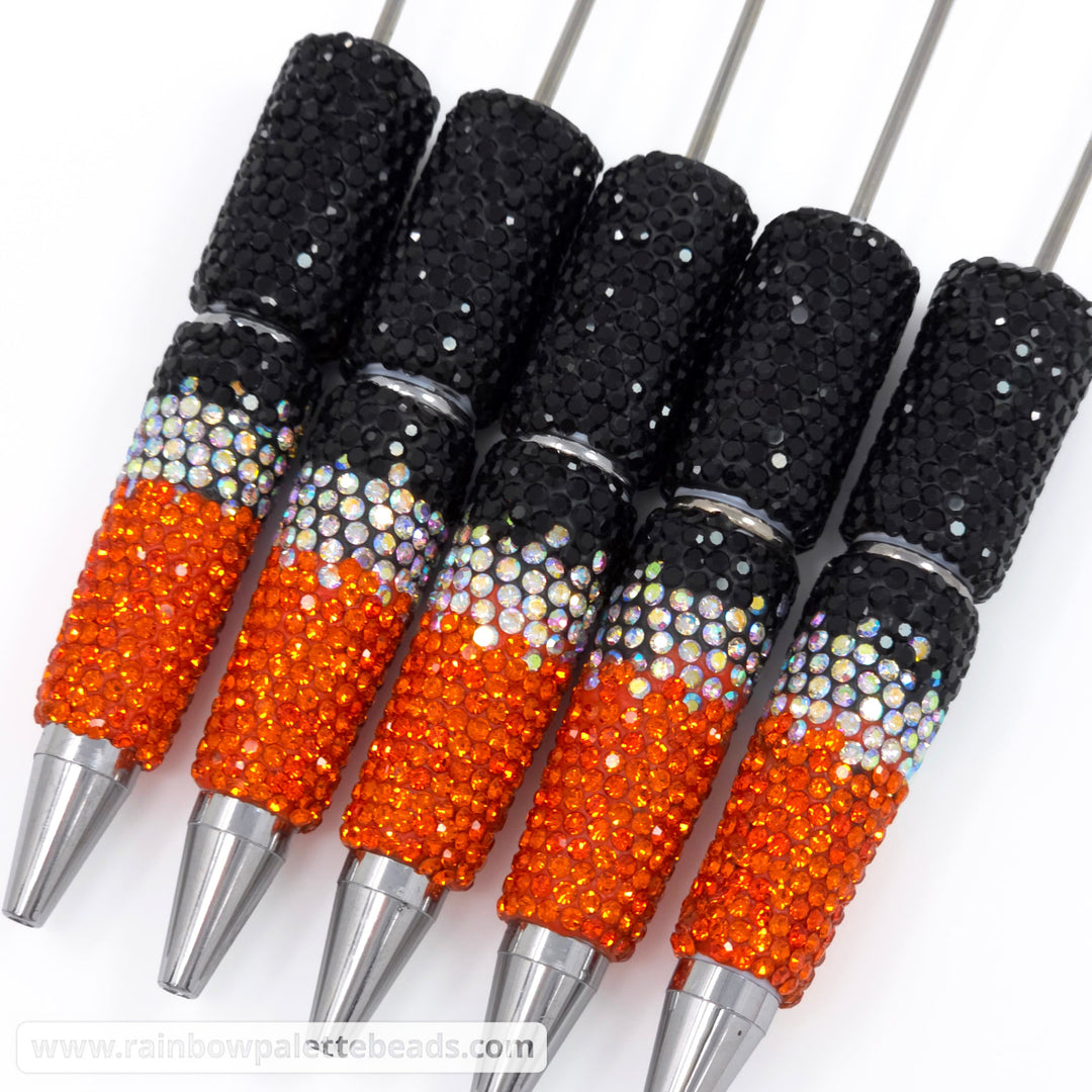 Halloween (Black/Orange) Ombre Crystal Confetti Full Rhinestone Beadable Diamond Pen