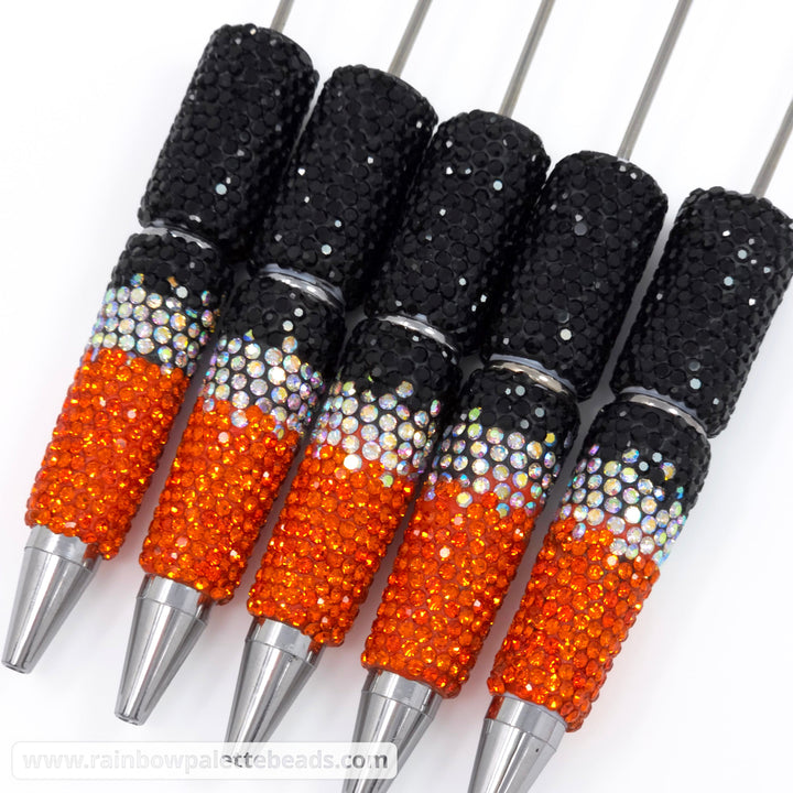 Halloween (Black/Orange) Ombre Crystal Confetti Full Rhinestone Beadable Diamond Pen