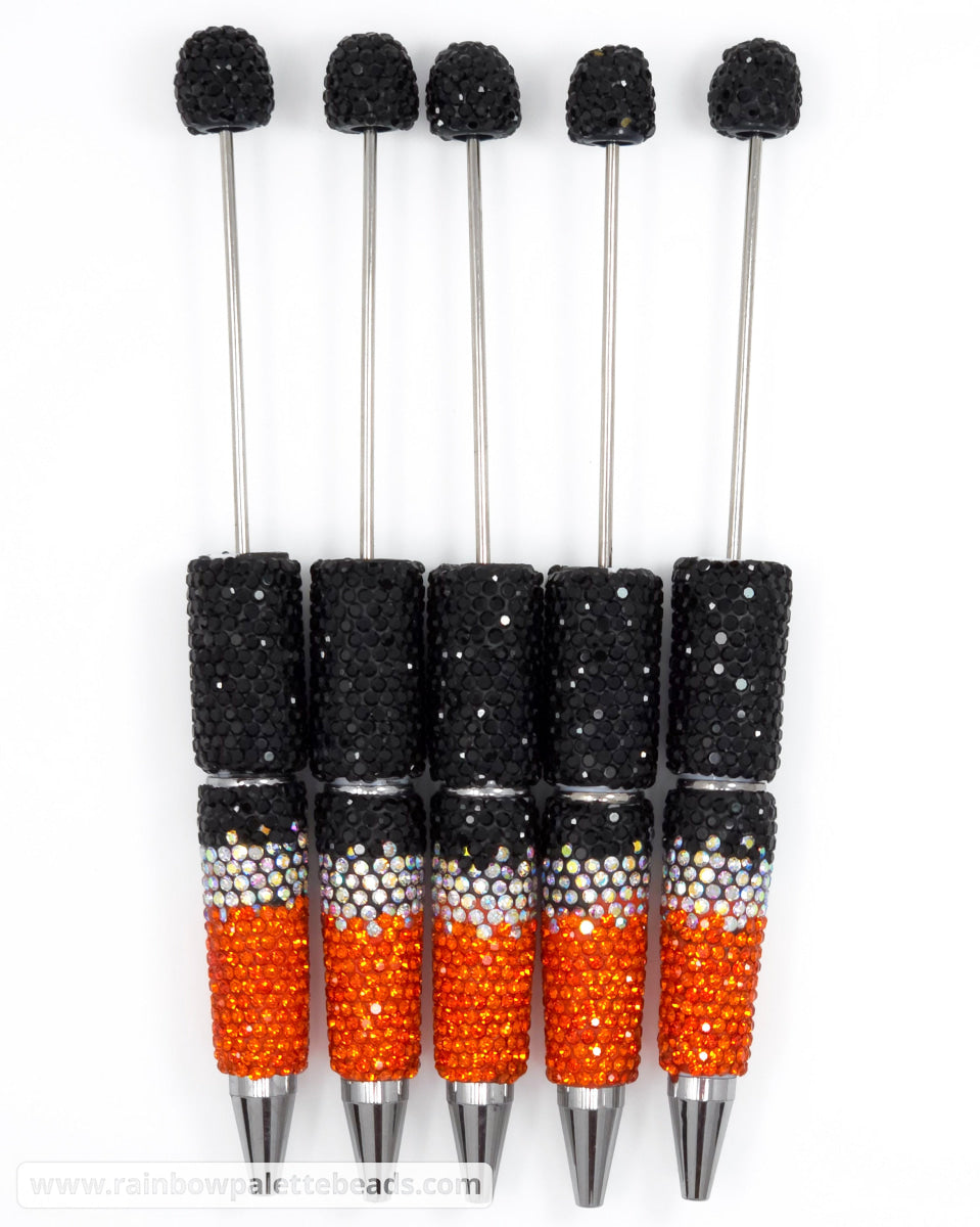 Halloween (Black/Orange) Ombre Crystal Confetti Full Rhinestone Beadable Diamond Pen