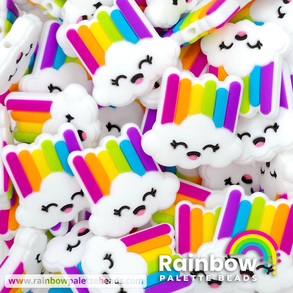 Happy Rainbow Cloud Exclusive Silicone Focal Bead Pink Alternative / Single Bead Beads