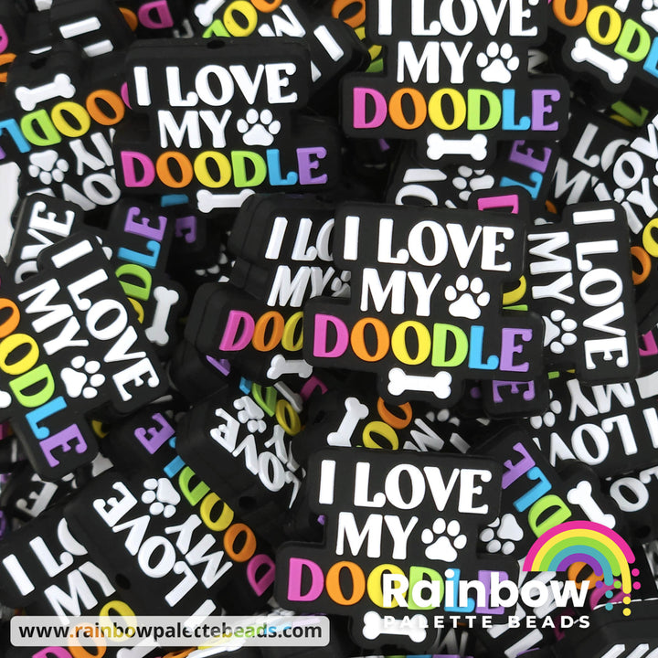 I Love My Doodle Exclusive Silicone Focal Bead Rainbow Beads