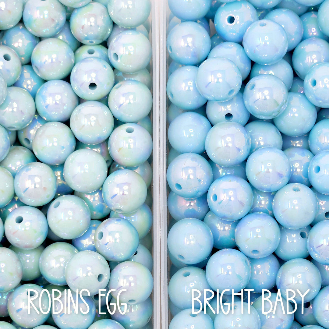 16mm AB Robins Egg Blue Solid Acrylic Beads