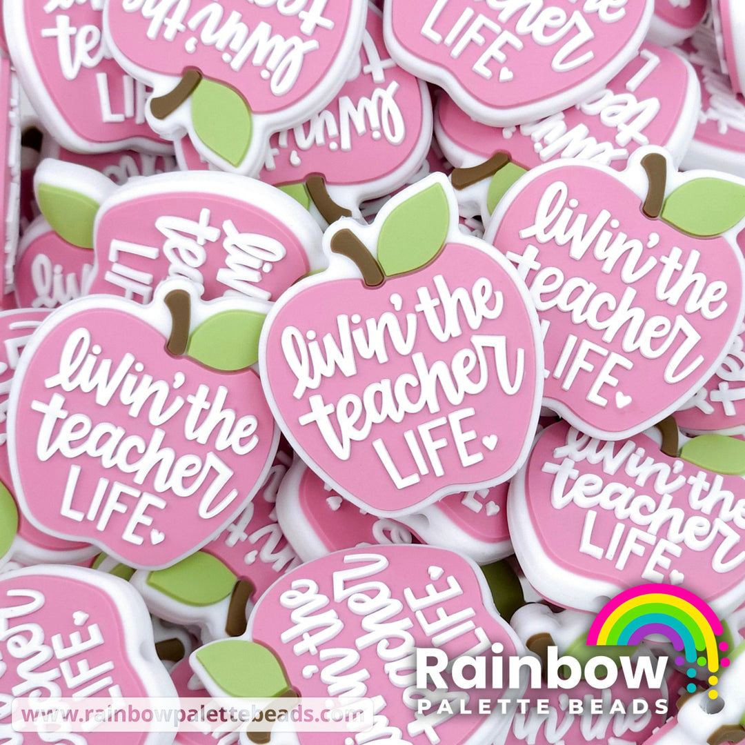 Livin’ the Teacher Life Apple Exclusive Silicone Focal Bead Dusty Rose Beads