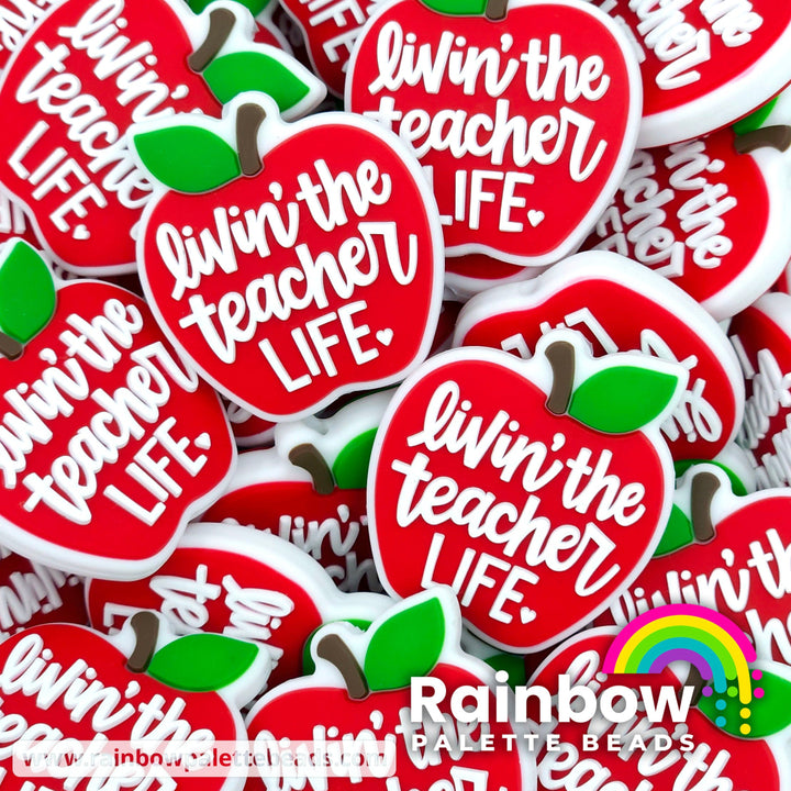 Livin’ the Teacher Life Apple Exclusive Silicone Focal Bead Red Beads