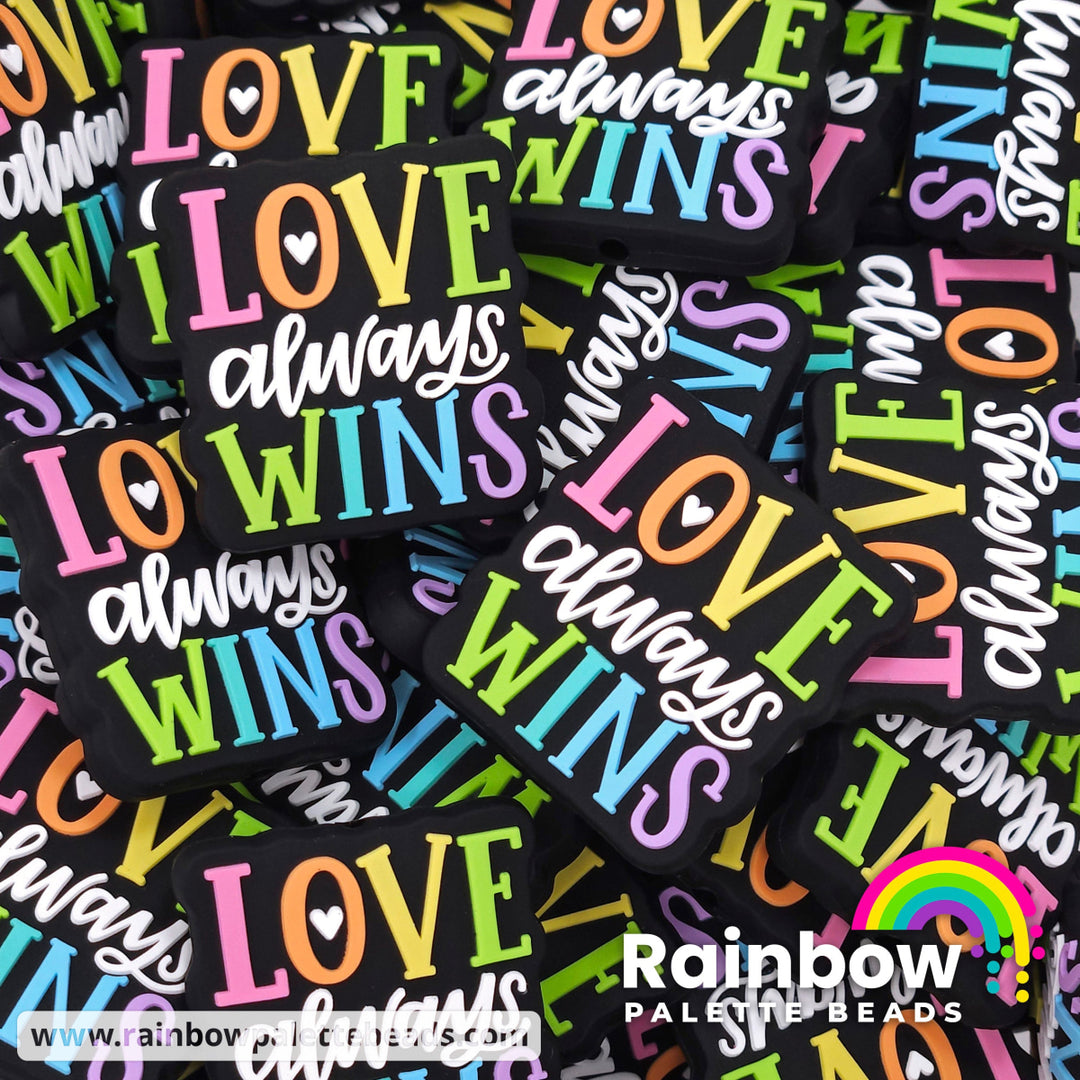 Love Always Wins Exclusive Silicone Focal Bead Pastel Rainbow Beads