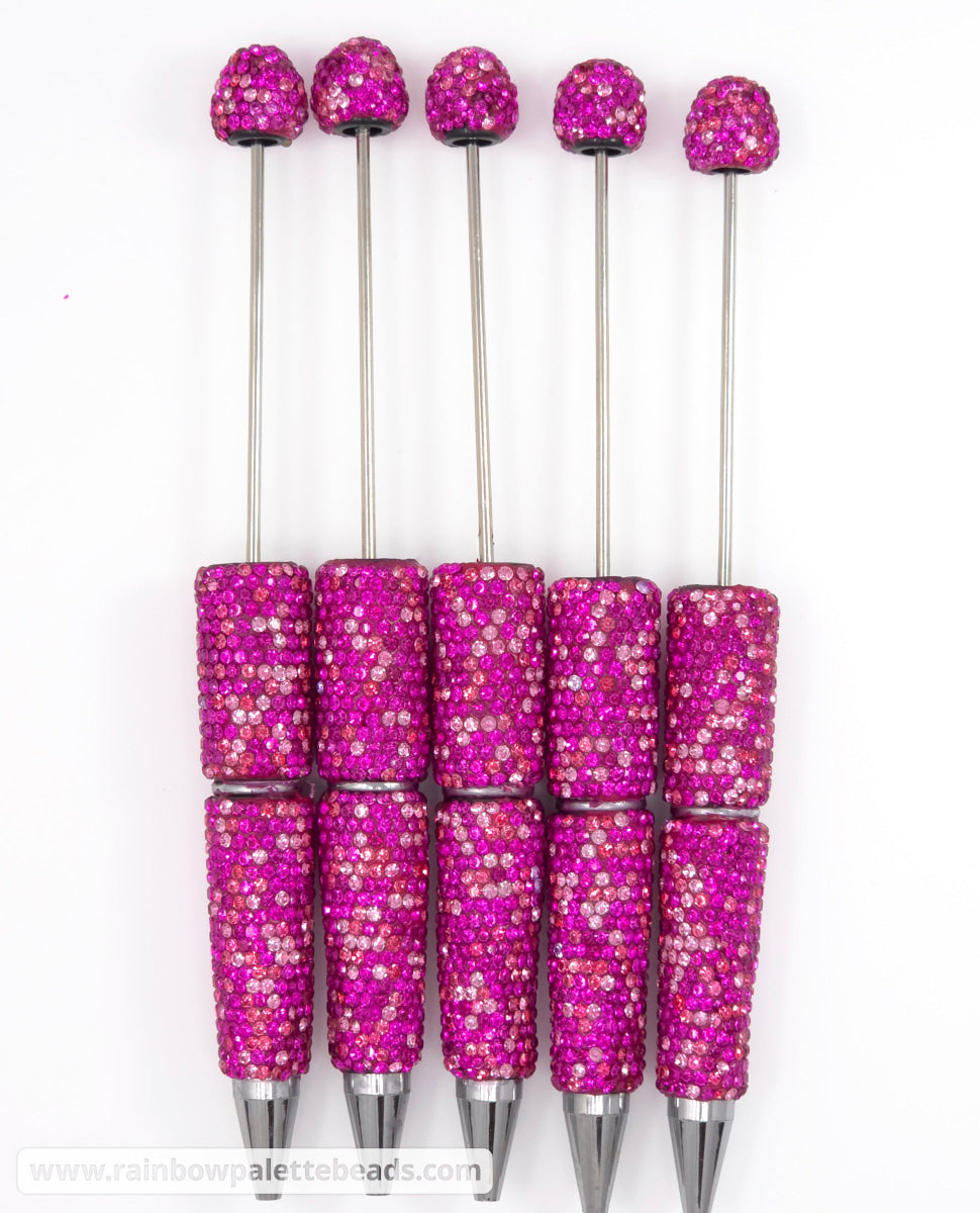 Magenta & Rose Confetti Crystal Full Rhinestone Beadable Diamond Pen