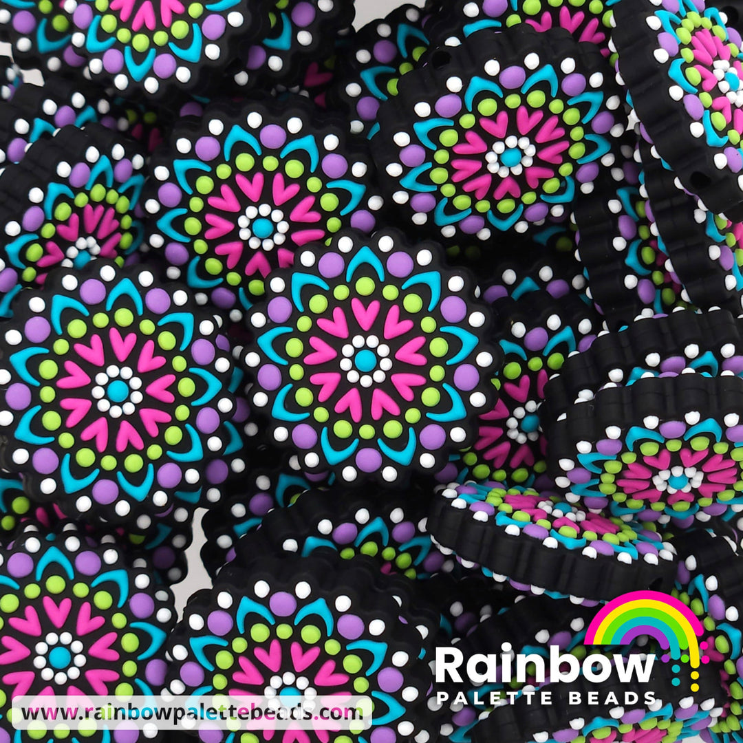 Mandala Exclusive Silicone Focal Bead Bright Colors Beads